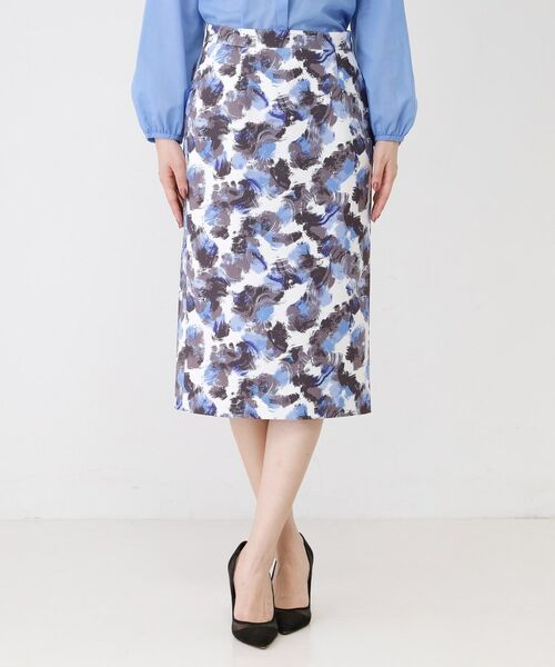 COUP DE CHANCE / クードシャンス ミニ・ひざ丈スカート | 【手洗い可／日本製】アート風花柄タイトスカート | 詳細9