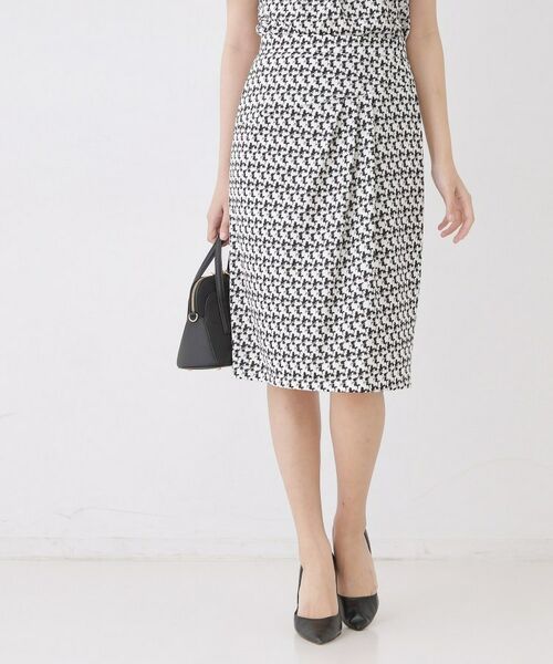 COUP DE CHANCE / クードシャンス スカート | 【手洗い可／日本製／セットアップ可】幾何柄タイトスカート（ブラック(119)）