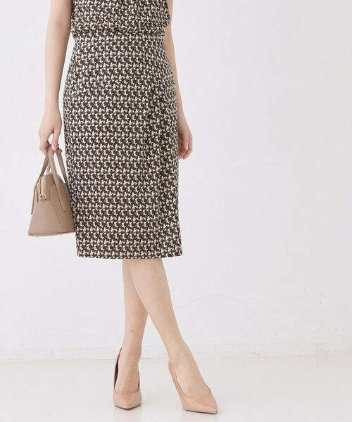 COUP DE CHANCE / クードシャンス スカート | 【手洗い可／日本製／セットアップ可】幾何柄タイトスカート（ブラウン(143)）