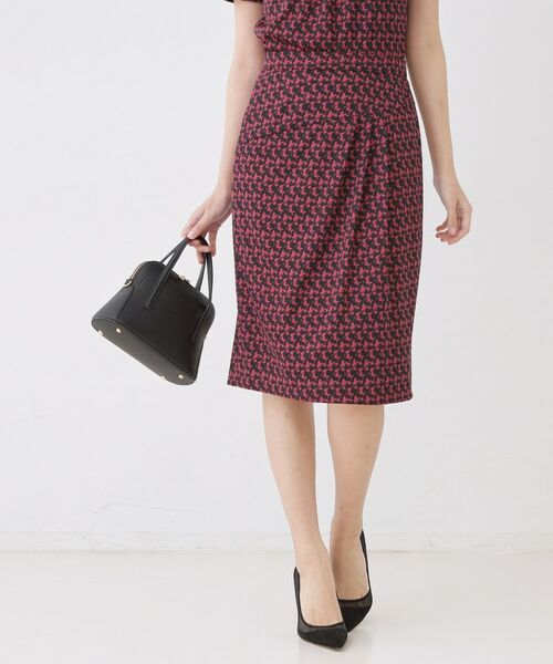 COUP DE CHANCE / クードシャンス スカート | 【手洗い可／日本製／セットアップ可】幾何柄タイトスカート（ピンク(173)）