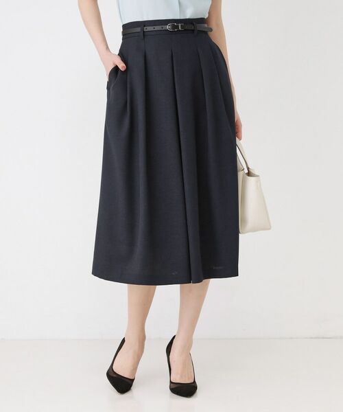 COUP DE CHANCE / クードシャンス スカート | 【手洗い可／日本製】タックフレアスカート（ネイビー(094)）