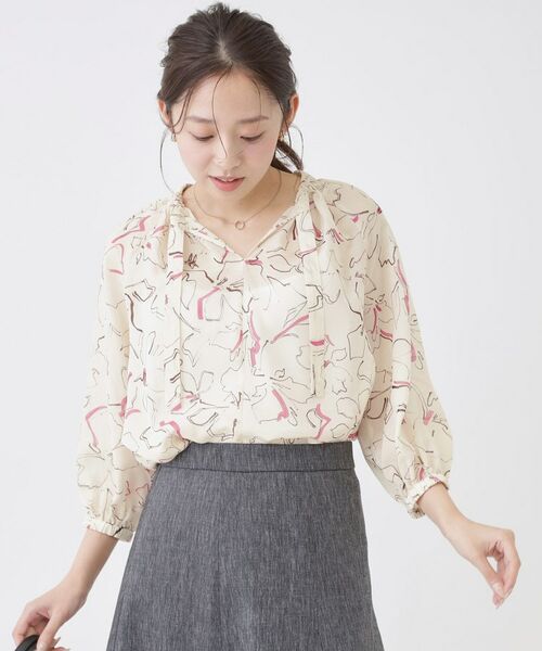 COUP DE CHANCE / クードシャンス シャツ・ブラウス | 【手洗い可】シアーローン花柄ブラウス（オフホワイト(103)）