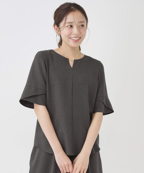 COUP DE CHANCE / クードシャンス シャツ・ブラウス | 【手洗い可／日本製／セットアップ可／清涼感】キーネックブラウス | 詳細1