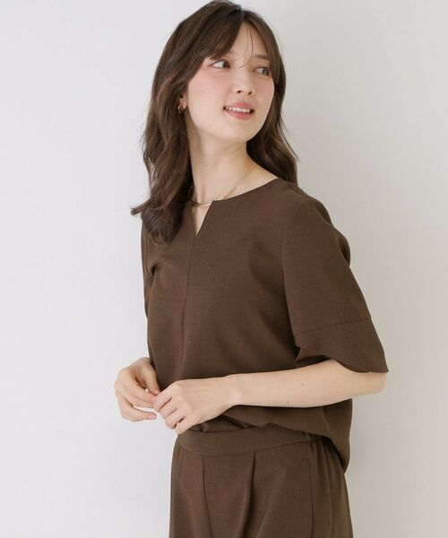 COUP DE CHANCE / クードシャンス シャツ・ブラウス | 【手洗い可／日本製／セットアップ可／清涼感】キーネックブラウス | 詳細10