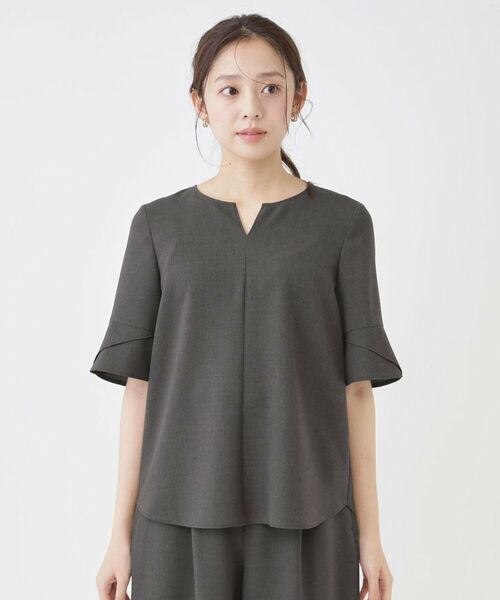 COUP DE CHANCE / クードシャンス シャツ・ブラウス | 【手洗い可／日本製／セットアップ可／清涼感】キーネックブラウス | 詳細13