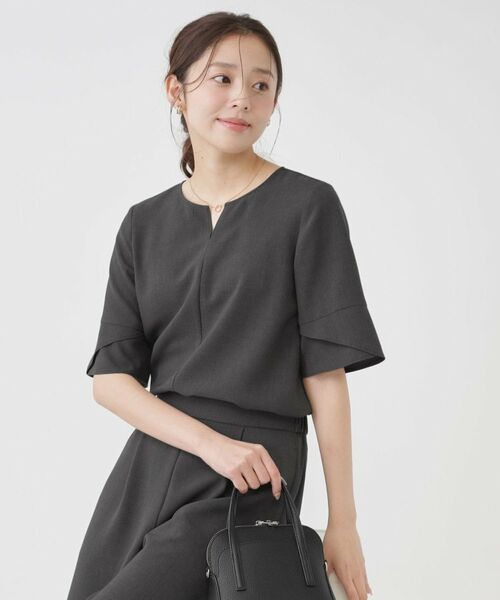 COUP DE CHANCE / クードシャンス シャツ・ブラウス | 【手洗い可／日本製／セットアップ可／清涼感】キーネックブラウス | 詳細2