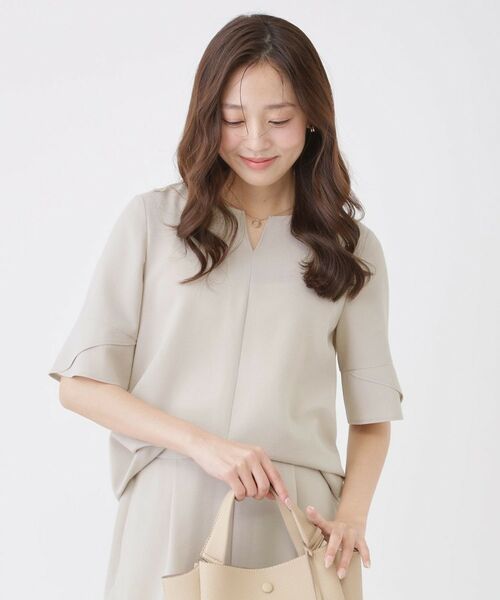 COUP DE CHANCE / クードシャンス シャツ・ブラウス | 【手洗い可／日本製／セットアップ可／清涼感】キーネックブラウス | 詳細5