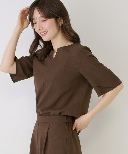 COUP DE CHANCE / クードシャンス シャツ・ブラウス | 【手洗い可／日本製／セットアップ可／清涼感】キーネックブラウス | 詳細9
