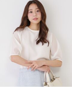 COUP DE CHANCE / クードシャンス シャツ・ブラウス | 【手洗い可／日本製／袖シアー感】異素材ドッキングブラウス