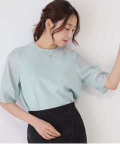 COUP DE CHANCE / クードシャンス シャツ・ブラウス | 【手洗い可／日本製／袖シアー感】異素材ドッキングブラウス