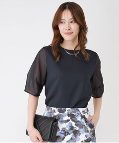 COUP DE CHANCE / クードシャンス シャツ・ブラウス | 【手洗い可／日本製／袖シアー感】異素材ドッキングブラウス