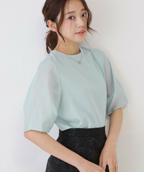 COUP DE CHANCE / クードシャンス シャツ・ブラウス | 【手洗い可／日本製／袖シアー感】異素材ドッキングブラウス | 詳細13