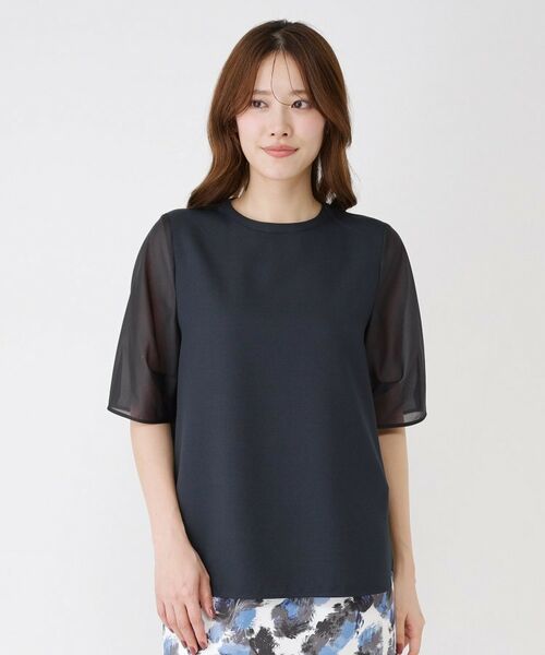 COUP DE CHANCE / クードシャンス シャツ・ブラウス | 【手洗い可／日本製／袖シアー感】異素材ドッキングブラウス | 詳細17