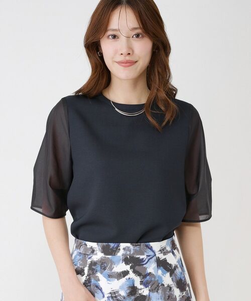 COUP DE CHANCE / クードシャンス シャツ・ブラウス | 【手洗い可／日本製／袖シアー感】異素材ドッキングブラウス | 詳細5