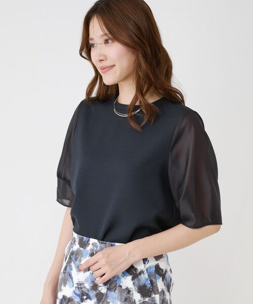 COUP DE CHANCE / クードシャンス シャツ・ブラウス | 【手洗い可／日本製／袖シアー感】異素材ドッキングブラウス | 詳細6