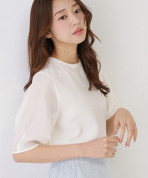 COUP DE CHANCE / クードシャンス シャツ・ブラウス | 【手洗い可／日本製／袖シアー感】異素材ドッキングブラウス | 詳細9