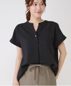 COUP DE CHANCE / クードシャンス シャツ・ブラウス | 【手洗い可／セットアップ可】麻調キーネックブラウス