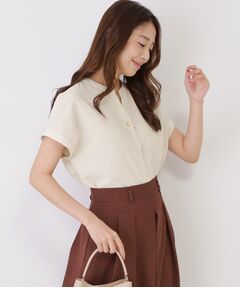 COUP DE CHANCE / クードシャンス シャツ・ブラウス | 【手洗い可／セットアップ可】麻調キーネックブラウス