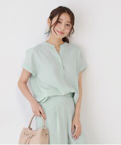 COUP DE CHANCE / クードシャンス シャツ・ブラウス | 【手洗い可／セットアップ可】麻調キーネックブラウス