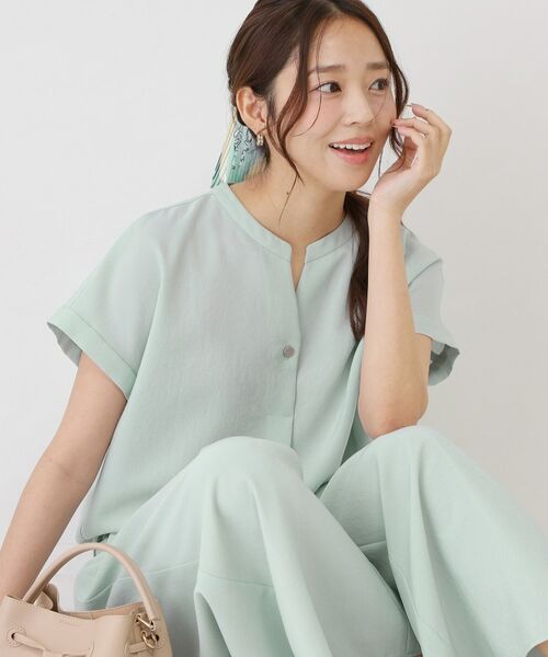 COUP DE CHANCE / クードシャンス シャツ・ブラウス | 【手洗い可／セットアップ可】麻調キーネックブラウス | 詳細12