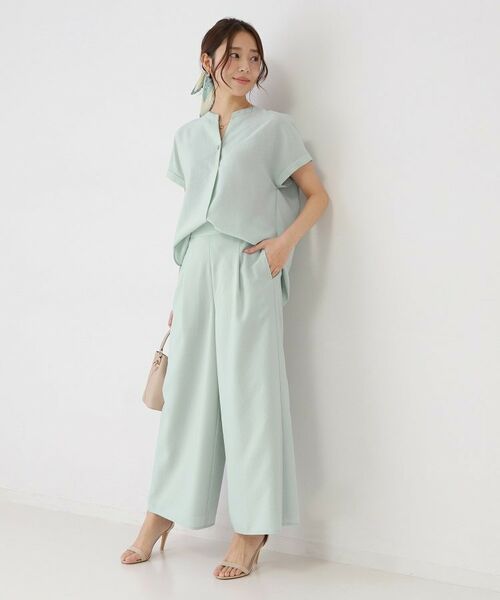 COUP DE CHANCE / クードシャンス シャツ・ブラウス | 【手洗い可／セットアップ可】麻調キーネックブラウス | 詳細13