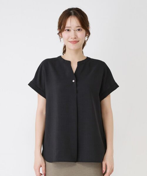 COUP DE CHANCE / クードシャンス シャツ・ブラウス | 【手洗い可／セットアップ可】麻調キーネックブラウス | 詳細15