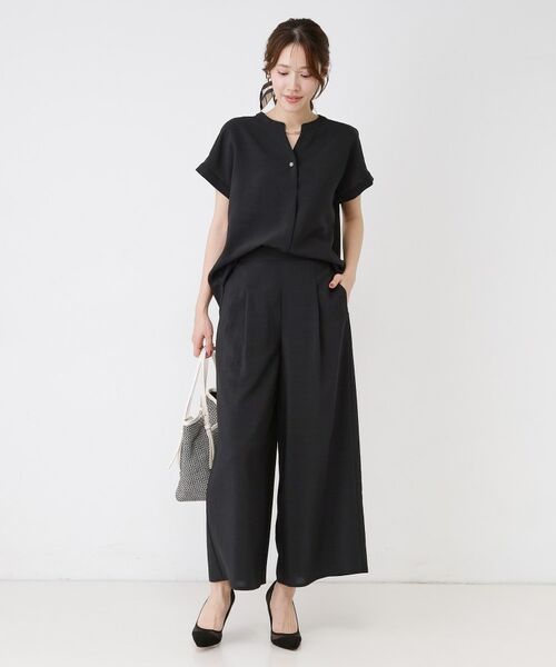 COUP DE CHANCE / クードシャンス シャツ・ブラウス | 【手洗い可／セットアップ可】麻調キーネックブラウス | 詳細3