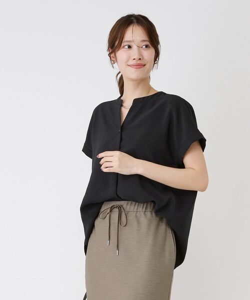 COUP DE CHANCE / クードシャンス シャツ・ブラウス | 【手洗い可／セットアップ可】麻調キーネックブラウス | 詳細5