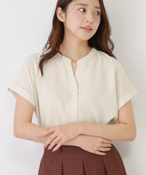 COUP DE CHANCE / クードシャンス シャツ・ブラウス | 【手洗い可／セットアップ可】麻調キーネックブラウス | 詳細8