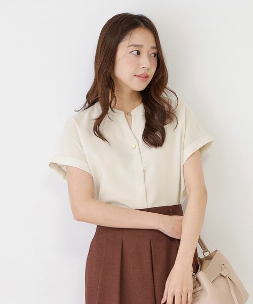 COUP DE CHANCE / クードシャンス シャツ・ブラウス | 【手洗い可／セットアップ可】麻調キーネックブラウス | 詳細9