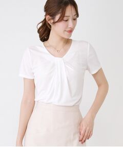 COUP DE CHANCE / クードシャンス カットソー | 【手洗い可／日本製／一枚着／ジャケットイン】タックデザインのジャージートップス