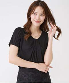 COUP DE CHANCE / クードシャンス カットソー | 【手洗い可／日本製／一枚着／ジャケットイン】タックデザインのジャージートップス