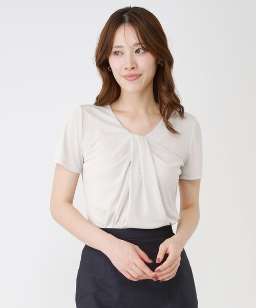 COUP DE CHANCE / クードシャンス カットソー | 【手洗い可／日本製／一枚着／ジャケットイン】タックデザインのジャージートップス | 詳細10