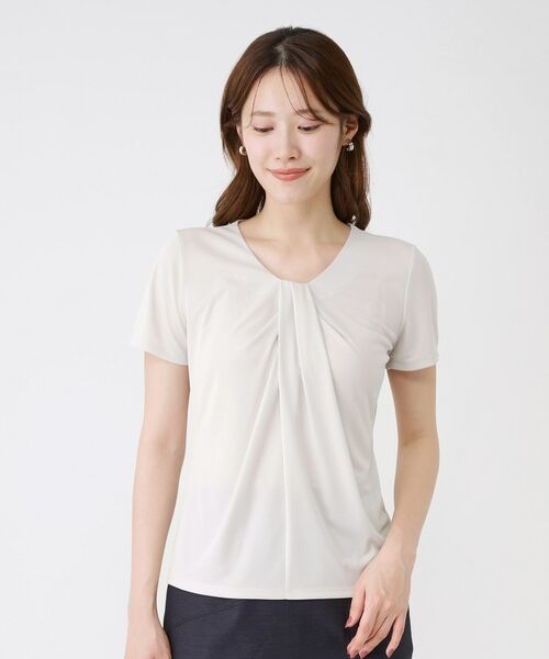 COUP DE CHANCE / クードシャンス カットソー | 【手洗い可／日本製／一枚着／ジャケットイン】タックデザインのジャージートップス | 詳細13