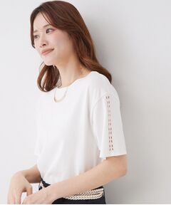 【手洗い可／日本製／接触冷感】袖クロス編みニット