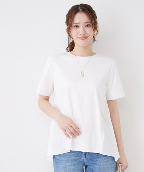 COUP DE CHANCE / クードシャンス カットソー | 【手洗い可/日本製】バックペプラムデザイン プルオーバー(ホワイト(001))