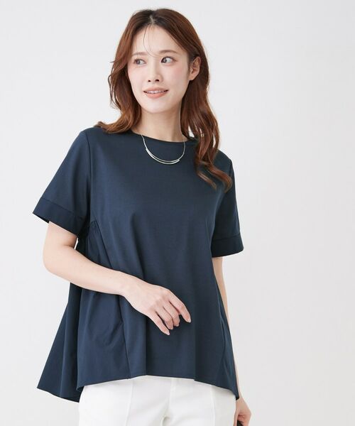 COUP DE CHANCE / クードシャンス カットソー | 【手洗い可/日本製】バックペプラムデザイン プルオーバー(ネイビー(094))