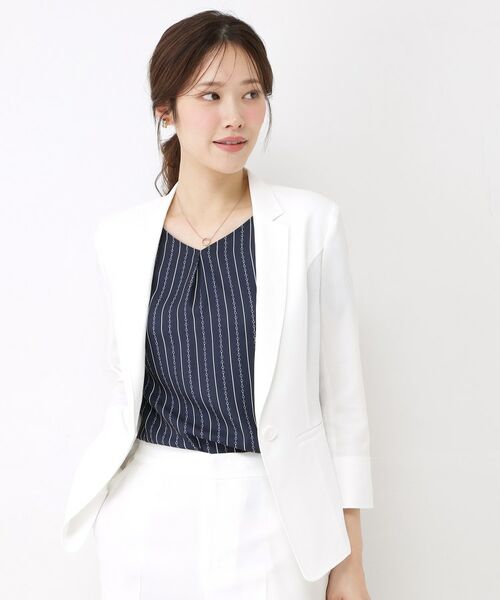 COUP DE CHANCE / クードシャンス テーラードジャケット | 【手洗い可／日本製／接触冷感】リネンライクテーラードジャケット（ホワイト(001)）