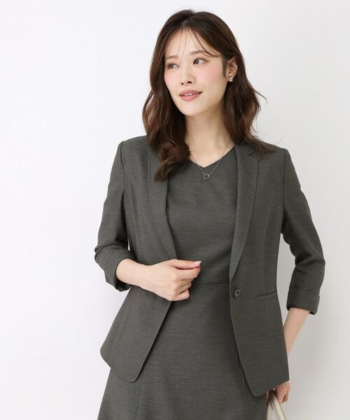 COUP DE CHANCE / クードシャンス テーラードジャケット | 【手洗い可／日本製／接触冷感】リネンライクテーラードジャケット（チャコールグレー(014)）