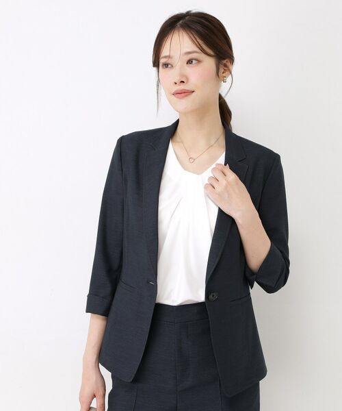 COUP DE CHANCE / クードシャンス テーラードジャケット | 【手洗い可／日本製／接触冷感】リネンライクテーラードジャケット（ネイビー(094)）