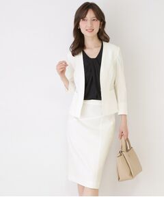 COUP DE CHANCE / クードシャンス ノーカラージャケット | 【手洗い可／日本製／接触冷感／スーツ可／ワンピース羽織】麻調合繊ノーカラージャケット