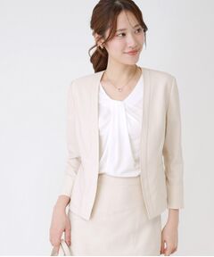 COUP DE CHANCE / クードシャンス ノーカラージャケット | 【手洗い可／日本製／接触冷感／スーツ可／ワンピース羽織】麻調合繊ノーカラージャケット