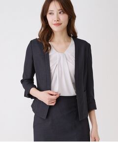 COUP DE CHANCE / クードシャンス ノーカラージャケット | 【手洗い可／日本製／接触冷感／スーツ可／ワンピース羽織】麻調合繊ノーカラージャケット