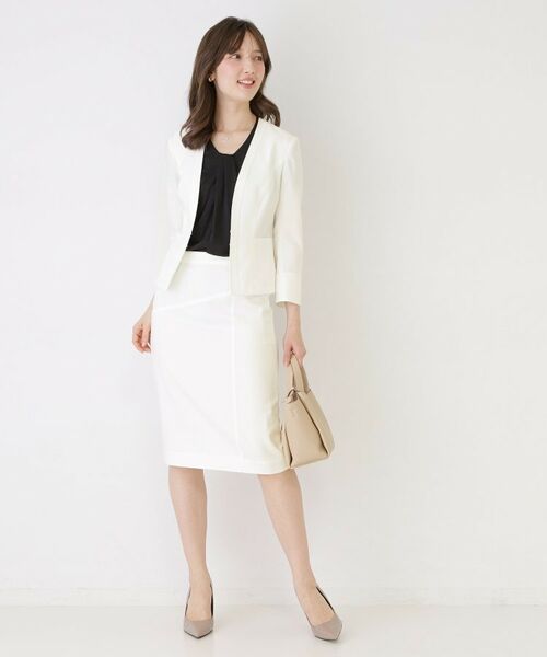 COUP DE CHANCE / クードシャンス ノーカラージャケット | 【手洗い可／日本製／接触冷感／スーツ可／ワンピース羽織】麻調合繊ノーカラージャケット | 詳細2