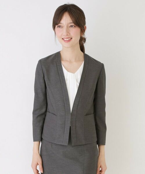 COUP DE CHANCE / クードシャンス ノーカラージャケット | 【手洗い可／日本製／接触冷感／スーツ可／ワンピース羽織】麻調合繊ノーカラージャケット | 詳細20