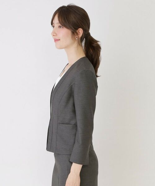 COUP DE CHANCE / クードシャンス ノーカラージャケット | 【手洗い可／日本製／接触冷感／スーツ可／ワンピース羽織】麻調合繊ノーカラージャケット | 詳細21