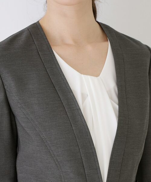 COUP DE CHANCE / クードシャンス ノーカラージャケット | 【手洗い可／日本製／接触冷感／スーツ可／ワンピース羽織】麻調合繊ノーカラージャケット | 詳細23