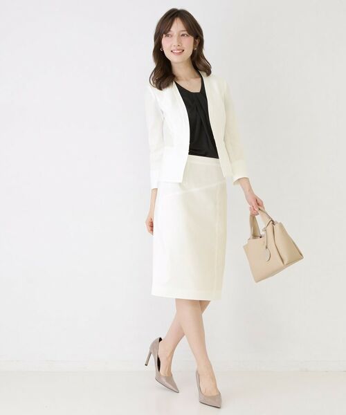 COUP DE CHANCE / クードシャンス ノーカラージャケット | 【手洗い可／日本製／接触冷感／スーツ可／ワンピース羽織】麻調合繊ノーカラージャケット | 詳細3