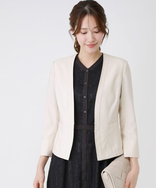 COUP DE CHANCE / クードシャンス ノーカラージャケット | 【手洗い可／日本製／接触冷感／スーツ可／ワンピース羽織】麻調合繊ノーカラージャケット | 詳細9