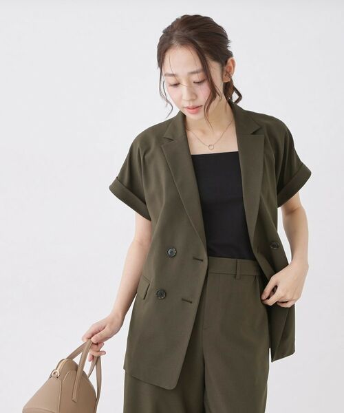 COUP DE CHANCE / クードシャンス テーラードジャケット | 【手洗い可/セットアップ可】こなれ半袖ジャケット(ブラウン(044))